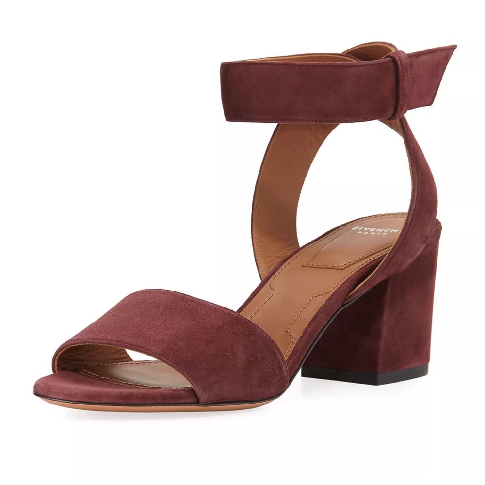 Givenchy Paris 60mm Ankle Wrap Block Heel Oxblood Sz 39.5 NIB*